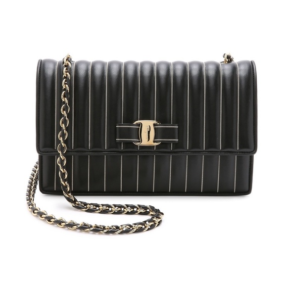 Salvatore Ferragamo Handbags - SALVATORE FERRAGAMO Black Ginny Chain GHW Bag